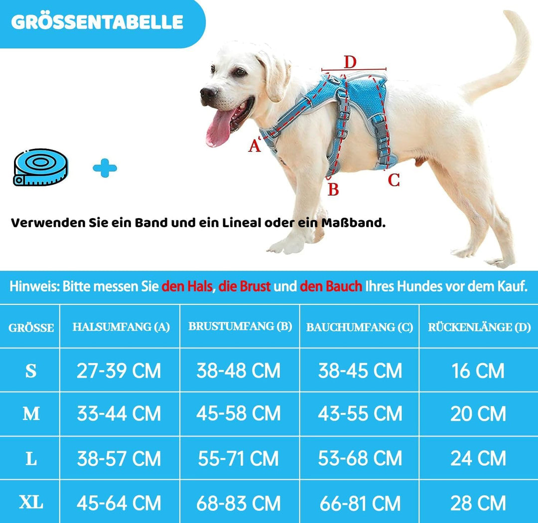 BELPRO Mehrzweck-Hundegeschirr, ausbruchsicher, kein Ziehen, reflektierend, verstellbare Weste mit s