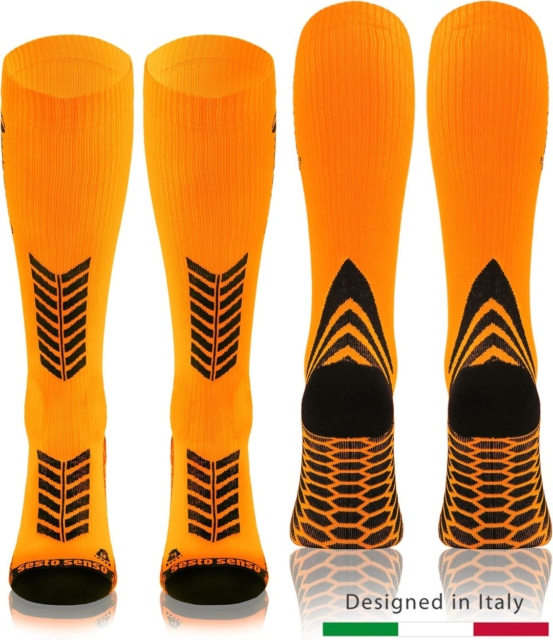 sesto senso 3 Paar Kompressionsstrümpfe Sport Damen Herren Unisex Bunt Hohe Sportsocken Laufsocken,