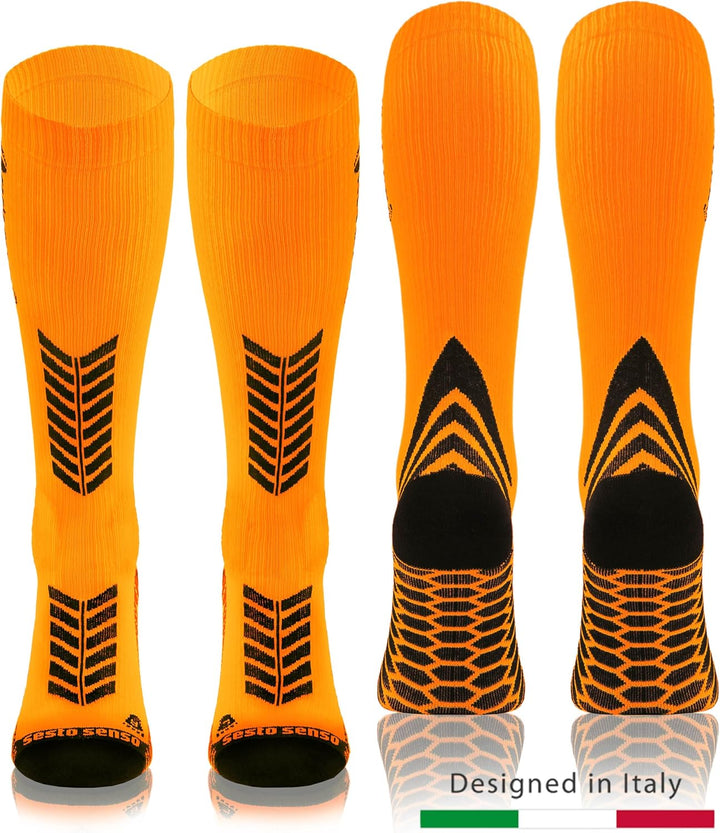 sesto senso 3 Paar Kompressionsstrümpfe Sport Damen Herren Unisex Bunt Hohe Sportsocken Laufsocken,