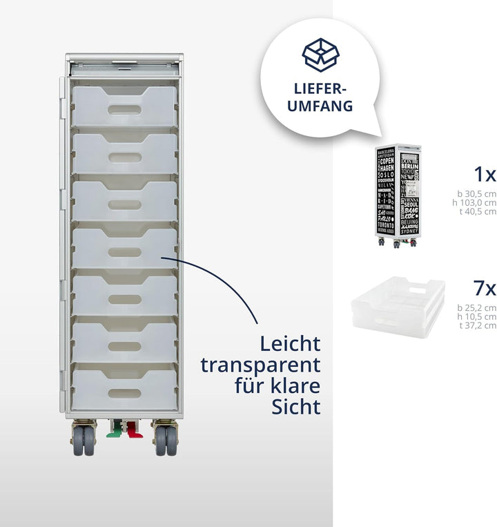 Airline Trolley Cosmopolitan, Büroschrank, Industrial Style Möbel, Schubladenschrank, Norm: Atlas, 1