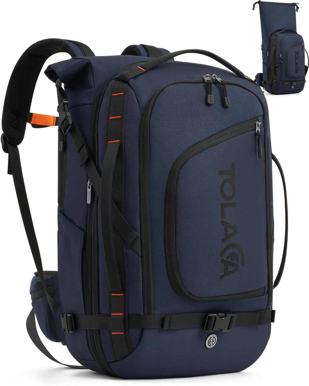 Tolaccea Reiserucksack, Gross Handgepäck Rucksack, TSA-Freundlich Rolltop Laptop Rucksack für 17,3 Z
