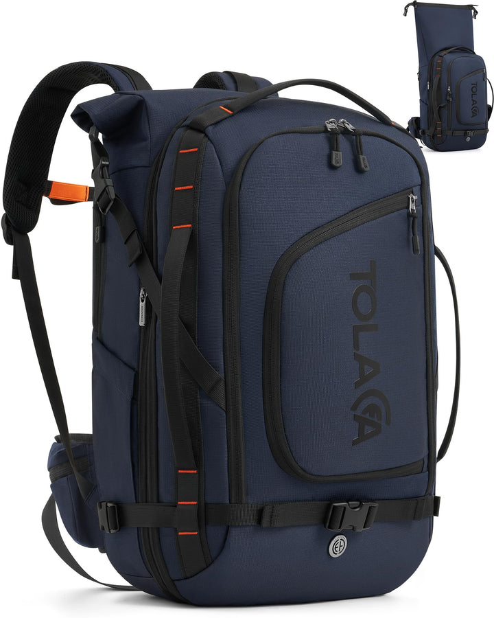 Tolaccea Reiserucksack, Gross Handgepäck Rucksack, TSA-Freundlich Rolltop Laptop Rucksack für 17,3 Z