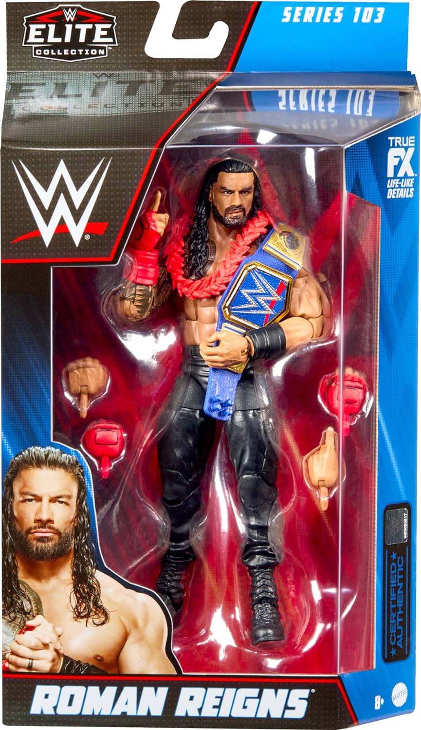 Mattel WWE Roman Reigns Elite Collection Figur mit Zubehör, Artikulation und realistischen Details,