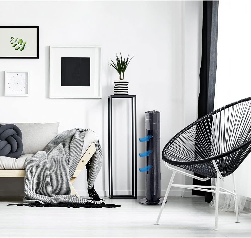 Bestron Turmventilator mit drei Geschwindigkeitsstufen, Ventilator mit 75° Oszillation-Funktion, ink