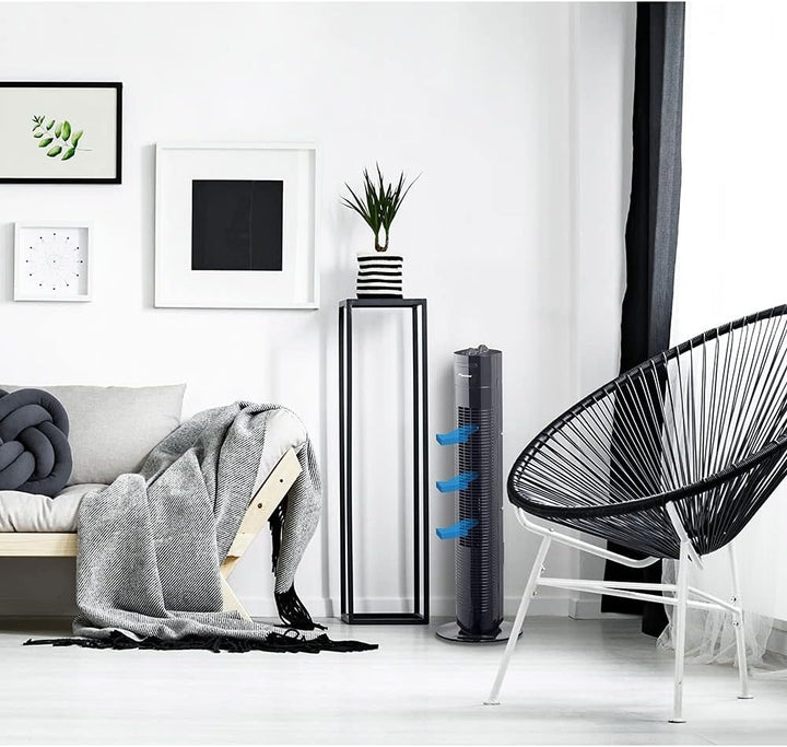 Bestron Turmventilator mit drei Geschwindigkeitsstufen, Ventilator mit 75° Oszillation-Funktion, ink