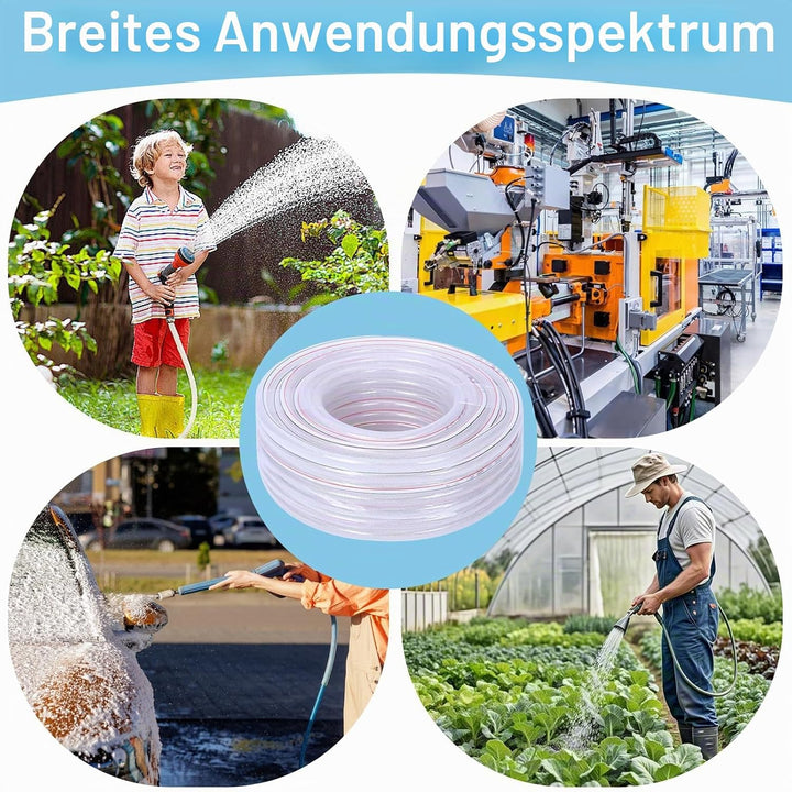 Transparenter PVC Schlauch 25x32mm, 6M, Universell passend für alle 25mm Pumpen, Trinkwasserschlauch