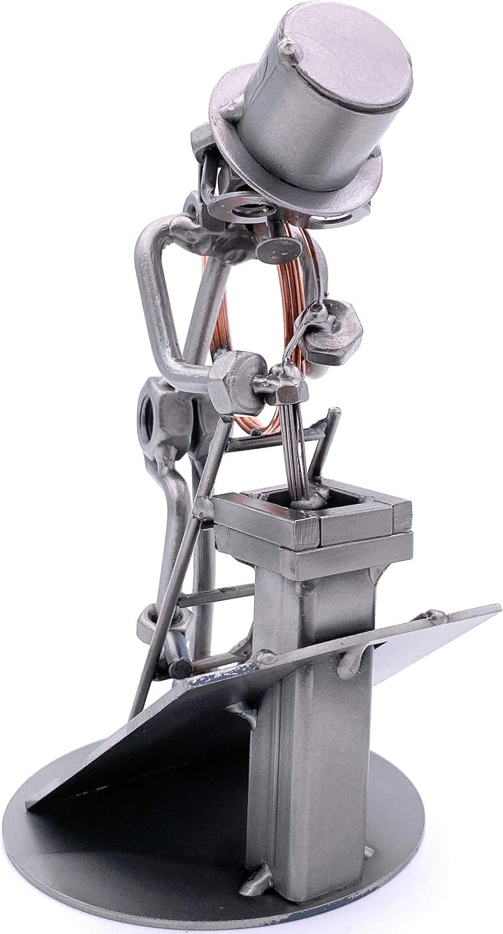 STEEMO Schraubenmännchen Kaminkehrer Handwerker Geschenk Metall-Deko 10x10x18 cm