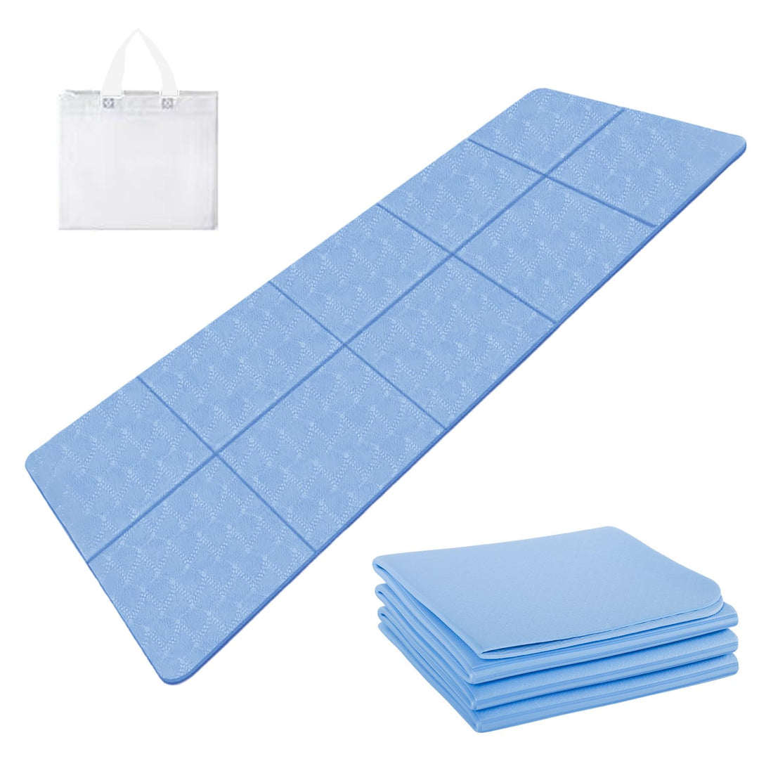 Yogamatte, Klappbare Yogamatte,183 x61x0.4 cm Reiseyogamatte Rutschfest, Tragbare Fitnessmatte mit T