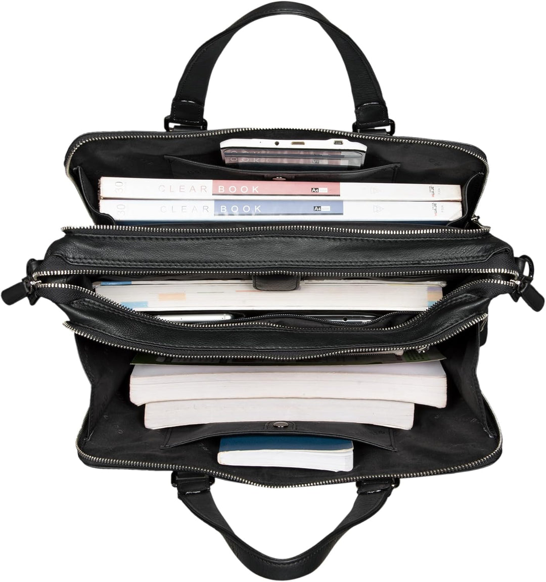STILORD 'Claire' Businesstasche Damen Leder 15 Zoll Laptoptasche DIN A4 Aktentasche Umhängetasche un