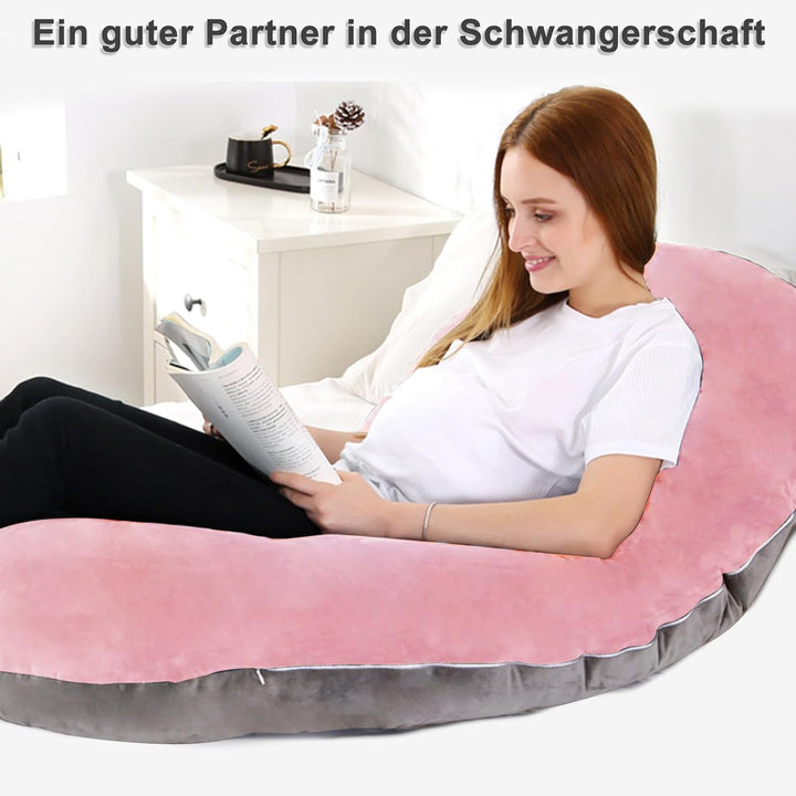 CALIYO Schwangerschaftskissen C-Form, Seitenschläferkissen mit Bezug, Stillkissen gross, Pregnancy P