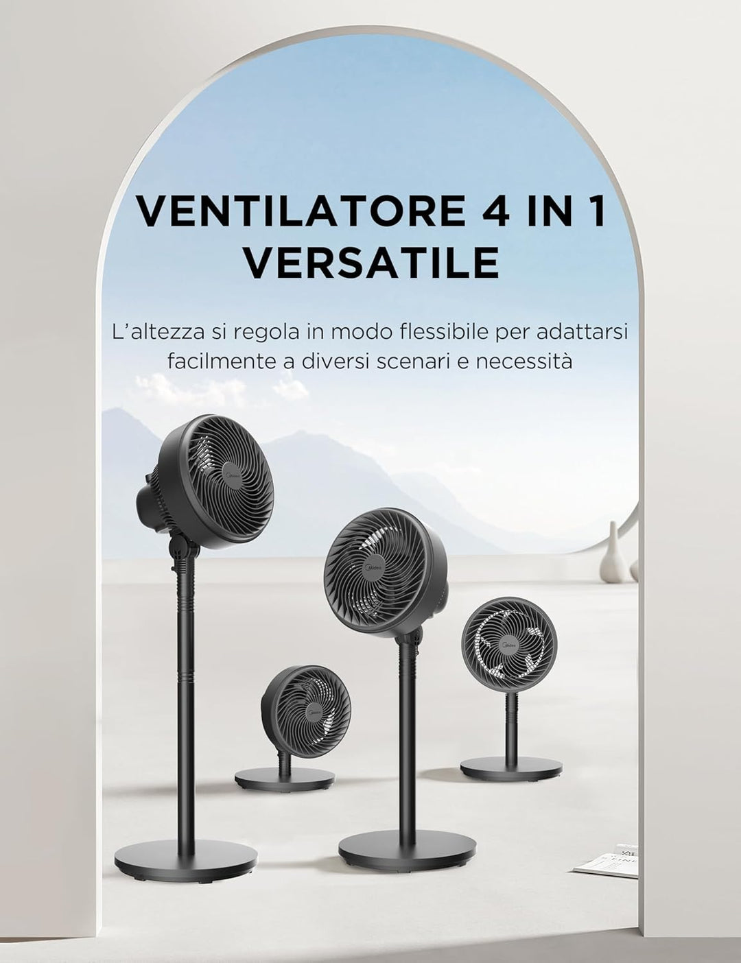 Midea Standventilator FG18-22LAPHSE(BL) 6 Turbo-Flügel, geräuscharmer DC-Motor, 15 Geschwindigkeiten