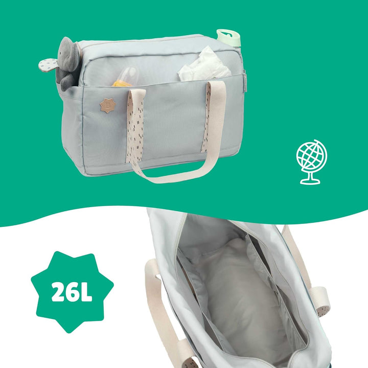 Badabulle Wickeltasche Bowling Olive - Kinderwagentasche inklusive Wickelauflage Grau, Grau