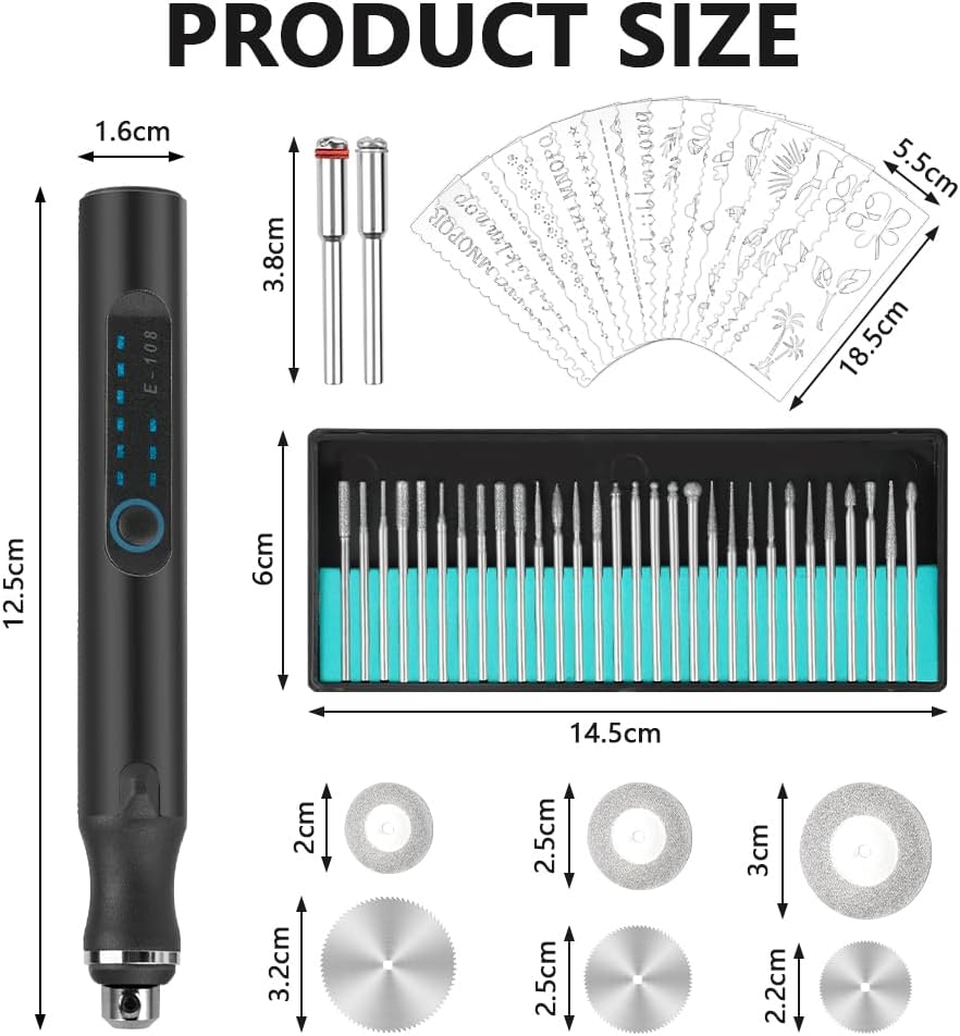 Ainiv USB Wiederaufladierbar Gravur Werkzeug Kit, Elektrischer Mini Graveur Gravurwerkzeug, Tragbar
