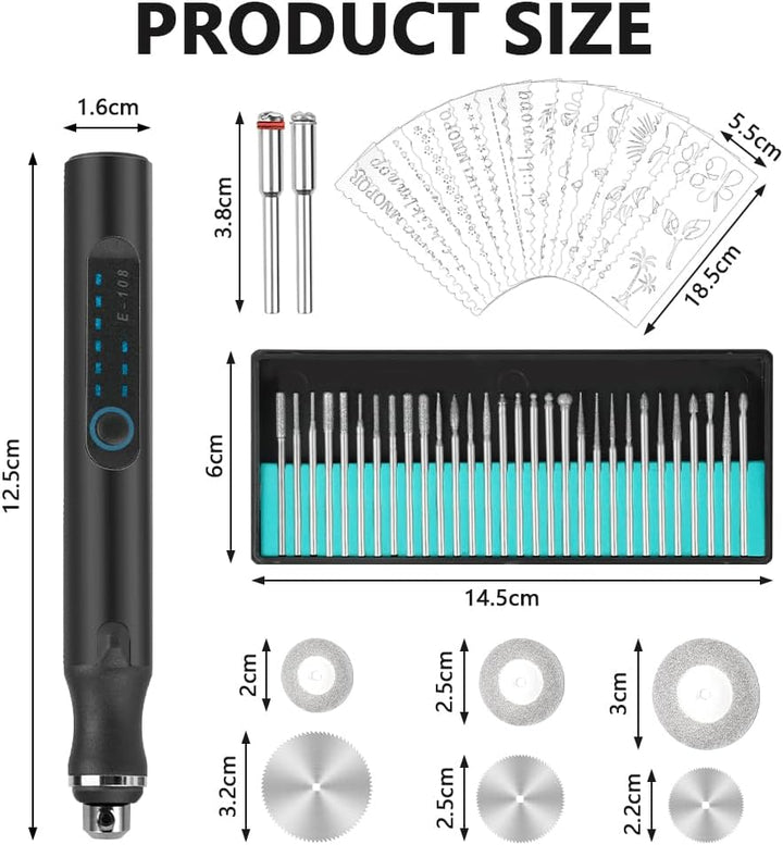 Ainiv USB Wiederaufladierbar Gravur Werkzeug Kit, Elektrischer Mini Graveur Gravurwerkzeug, Tragbar