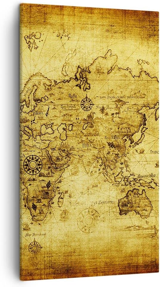 Bilder auf Leinwand Karte Welt Kontinente Leinwandbild mit Rahmen 45x80cm Wandbilder Dekoration Wohn