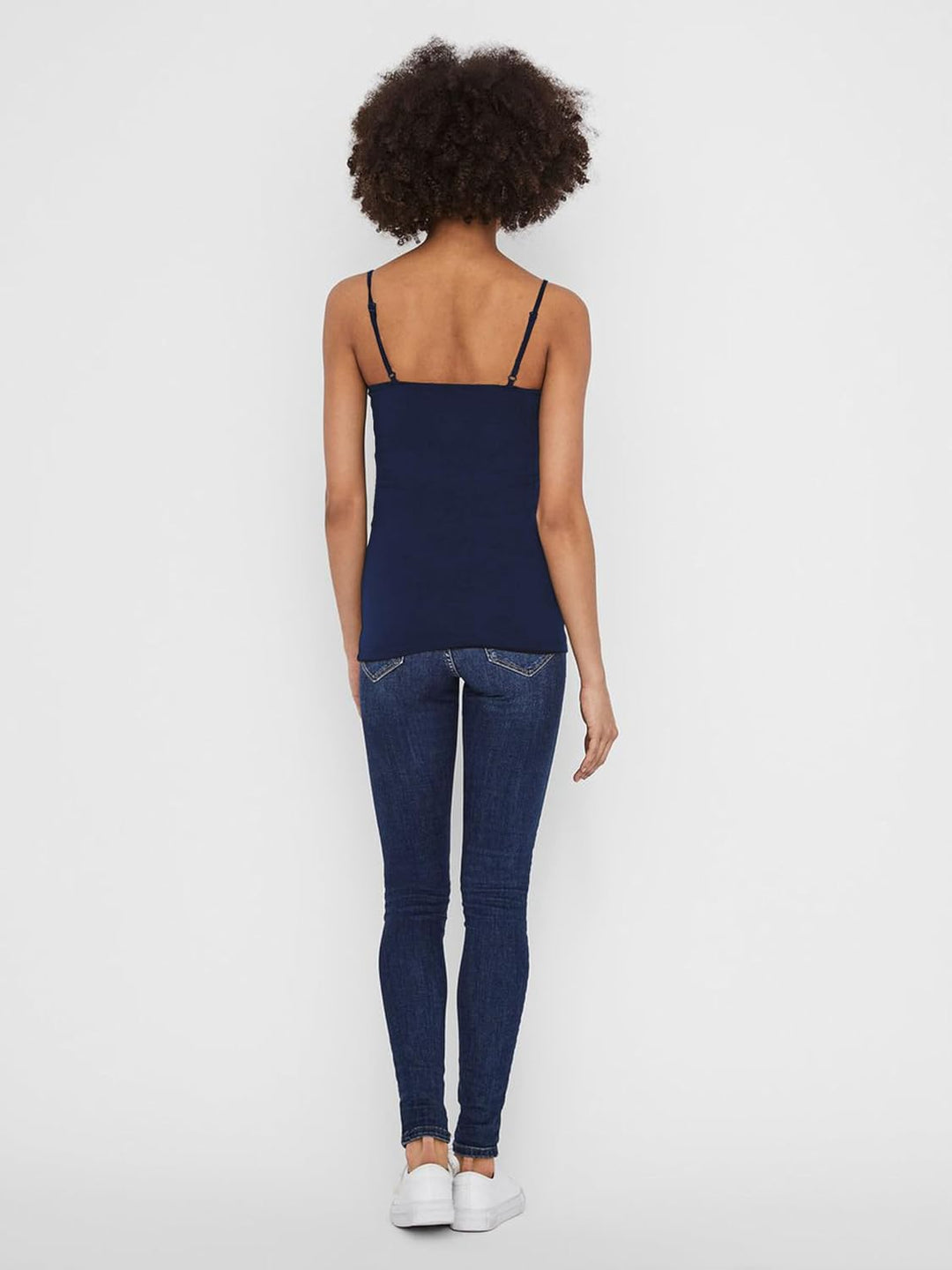 VERO MODA Damen Vmmaxi My Soft V Singlet Trägershirt / Cami Shirt L Weiss/Blau (2x Snow White/ 2x Bl
