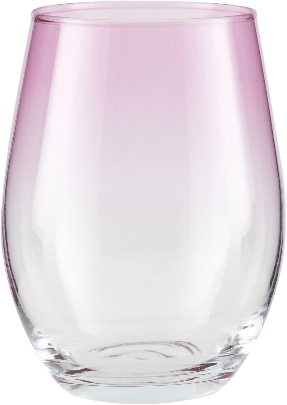 TREND FOR HOME Trinkgläser Set 580 ml Bunt Bunte Gläser Set von 6 Rosa Trinkgläser Gross Wassergläse
