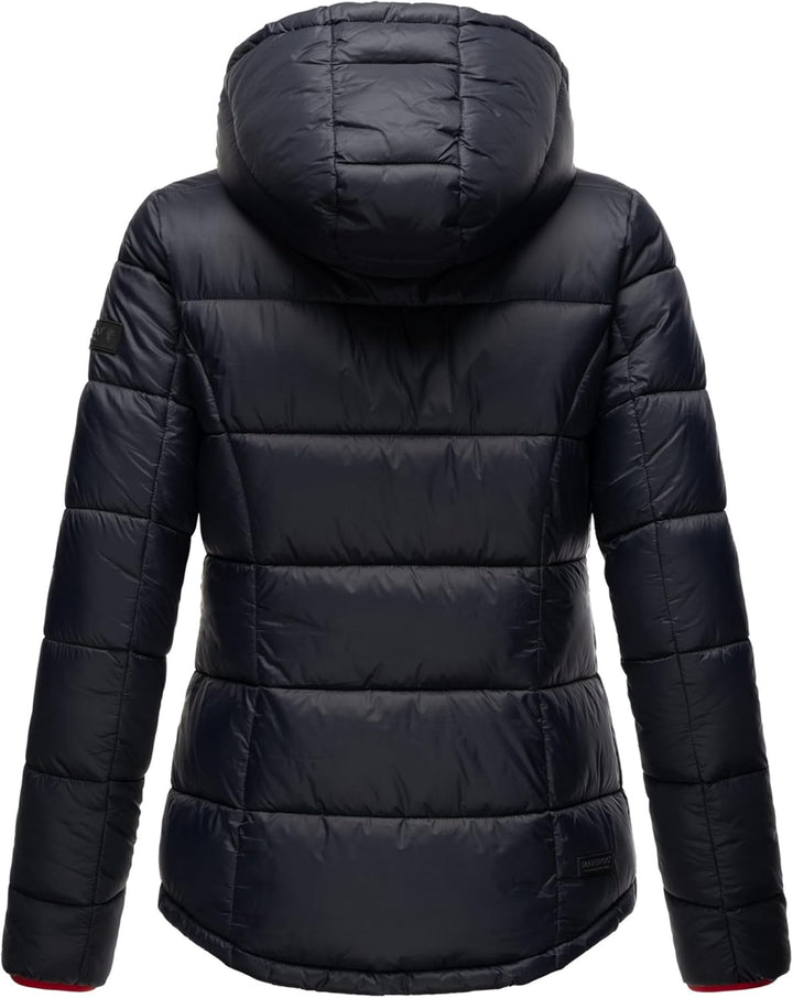 MARIKOO Damen Steppjacke gesteppte Winterjacke mit Kapuze B927 34 Navy, 34 Navy