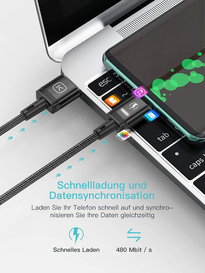 Kuulaa 3-in-1-Magnetladekabel, 3A-Schnellladekabel aus Nylon, geflochten mit LED Light Magnetic USB