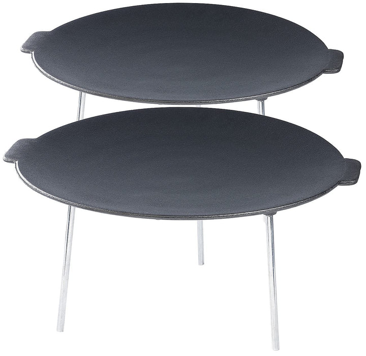 Rosenstein & Söhne Feuerschale Grillplatte: 2er Pack Grillschale aus emailliertem Gusseisen, Ø 45 cm