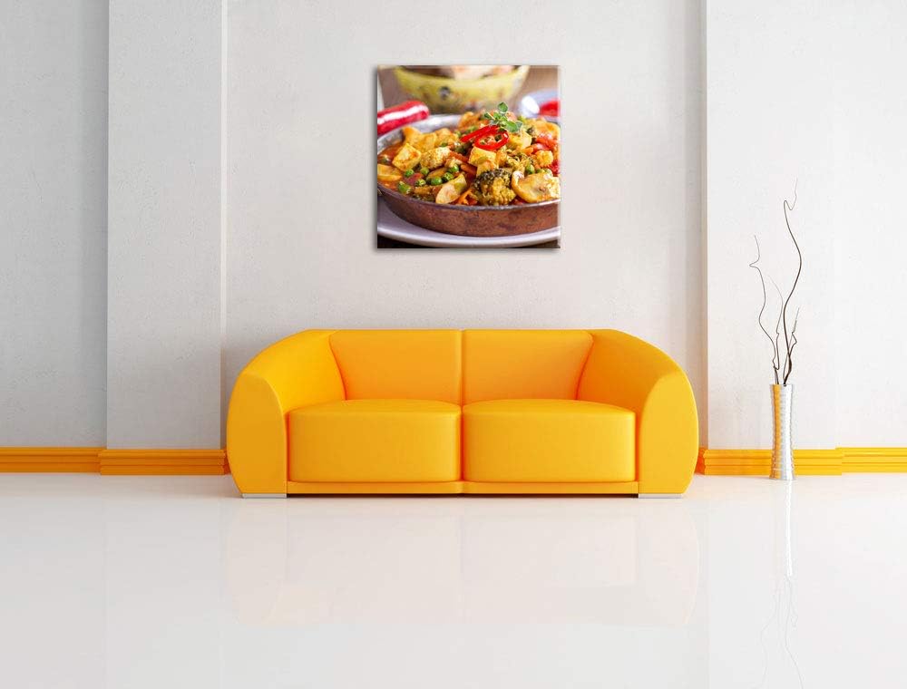 Traumhafte Fleischpfanne, Format: 70x70 auf Leinwand, XXL riesige Bilder fertig gerahmt mit Keilrahm