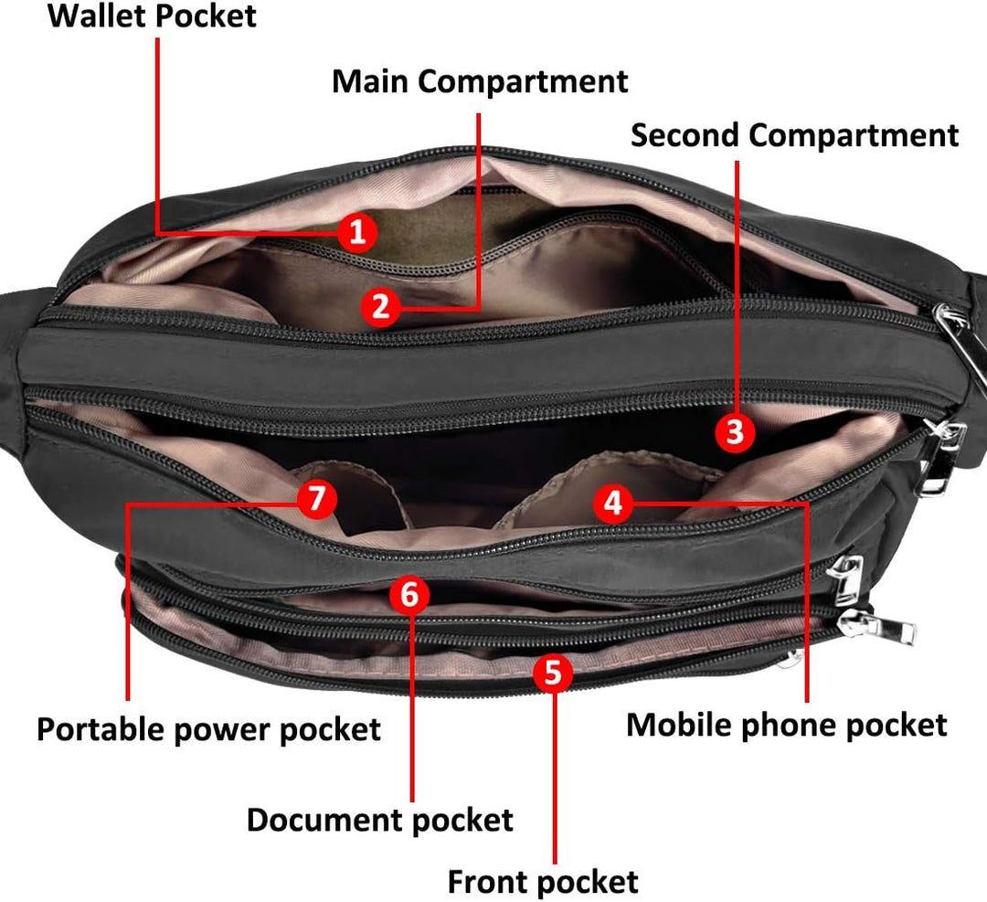 VOLGANIK ROCK Crossbody Bag for Women Multi Pockets Handbag Shoulder Bag Waterproof RFID Cross Body