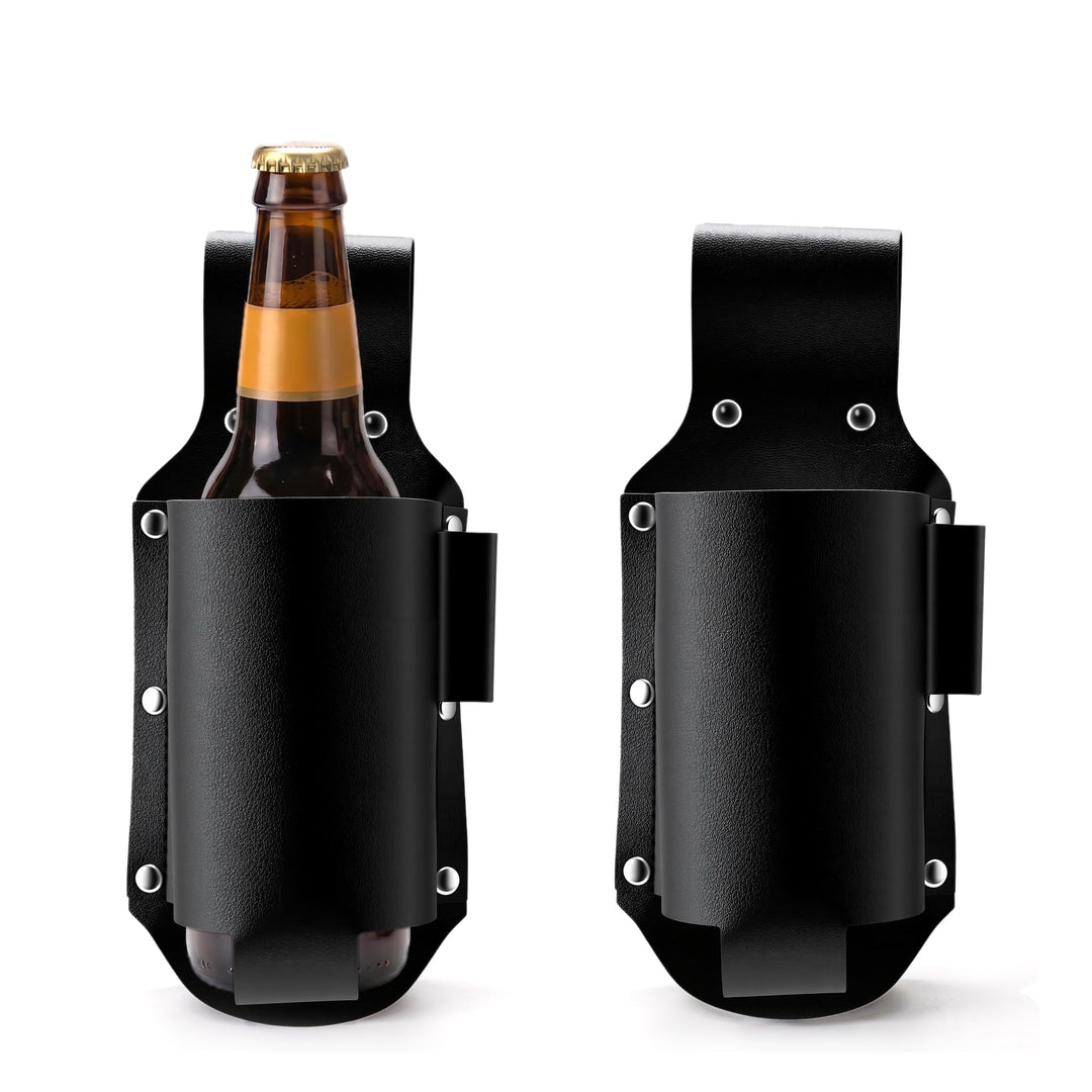 Biergürtel aus PU Leder, Bierhalter zum Befestigen am Gürtel, Tragbarer Bierholster im Cowboy-Design