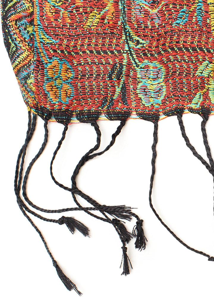 ufash Pashmina 100% Seidenschal aus Indien für Damen &amp; Herren, Paisley Muster, 160 x 35 cm - Schal a