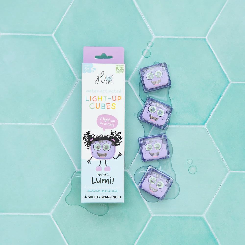 Glo Pals Lila Leuchtwürfel, 4er-Set, Wasserspielzeug mit Leuchteffekt Lumi - Purple, Lumi - Purple