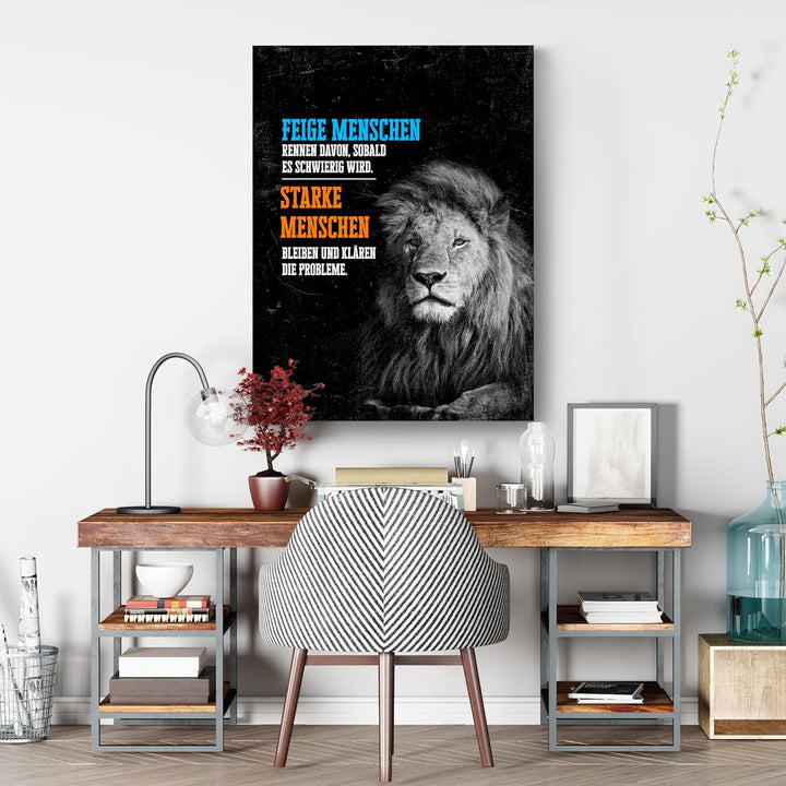 wandmotiv24 Leinwandbild Motivation, 80x60cm, Hochformat, Starke Menschen, Deko, Bilder auf Leinwand