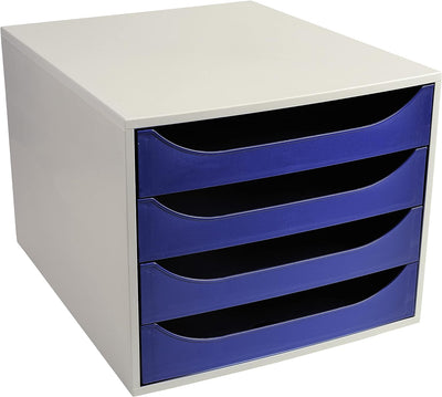 Exacompta 2286104D Ablagebox Office mit 4 Schubladen für DIN A4+ Dokumente. Ecobox mit hoher Kapazit
