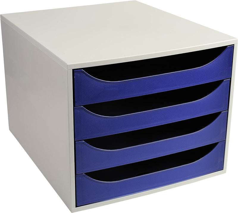 Exacompta 2286104D Ablagebox Office mit 4 Schubladen für DIN A4+ Dokumente. Ecobox mit hoher Kapazit