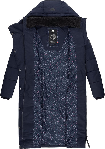 Ragwear Damen atmungsaktiver Wintermantel Warmer wasserdichter Steppmantel lang mit Kapuze Pavla Lon
