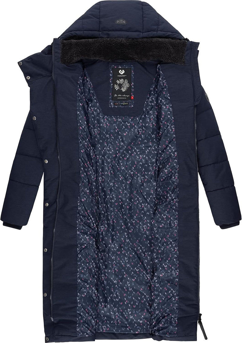 Ragwear Damen atmungsaktiver Wintermantel Warmer wasserdichter Steppmantel lang mit Kapuze Pavla Lon