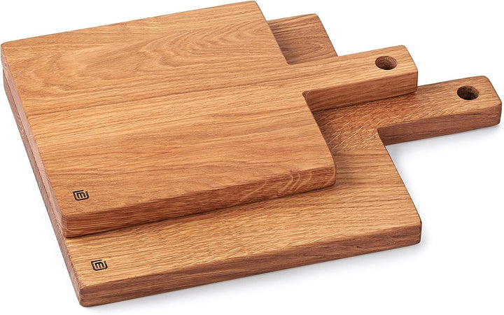 Edeldings Massivholz Schneidebrett mit Griff aus hochwertiger Eiche | Gross 20 х 20 cm | Antibakteri