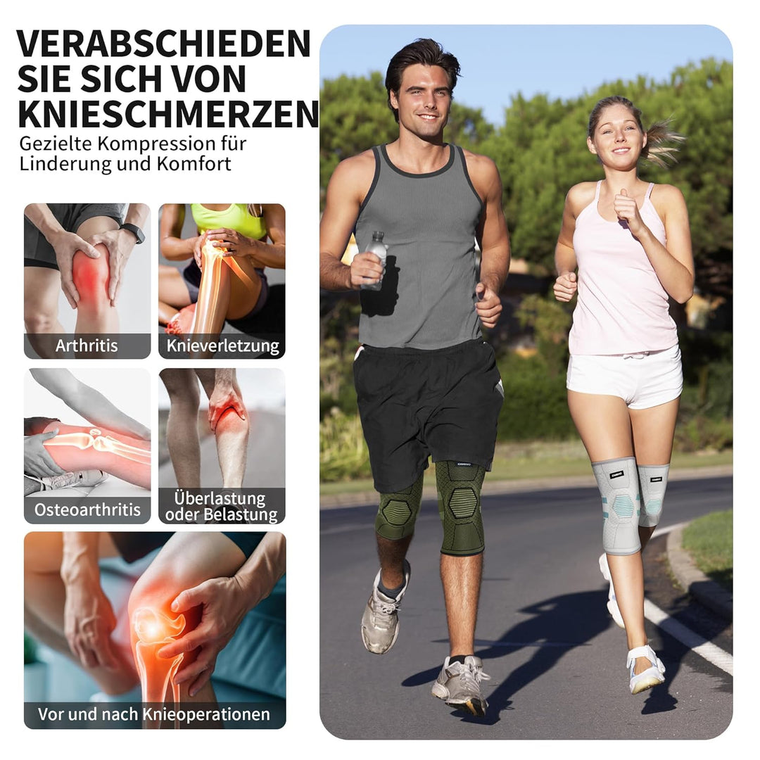 CAMBIVO 2 Stück Kniebandage Damen Männer, Kniestütze mit PMMA-Seitenstabilisatoren und Patella Pad,