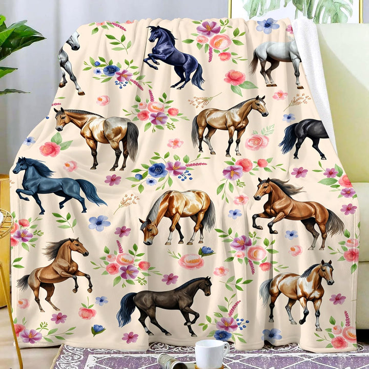 Blumen Pferd Geschenke Decke für Frauen Sachen Pferde werfen Decke Flannel Plüsch Gemütliche weiche