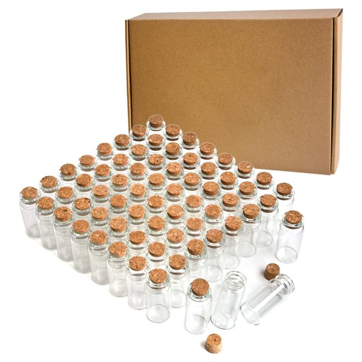 CLTPY 105pcs 10ml Mini Glasflaschen mit Korken - 22 x 50mm Reagenzglas mit Korken, Kleine Glasflasch