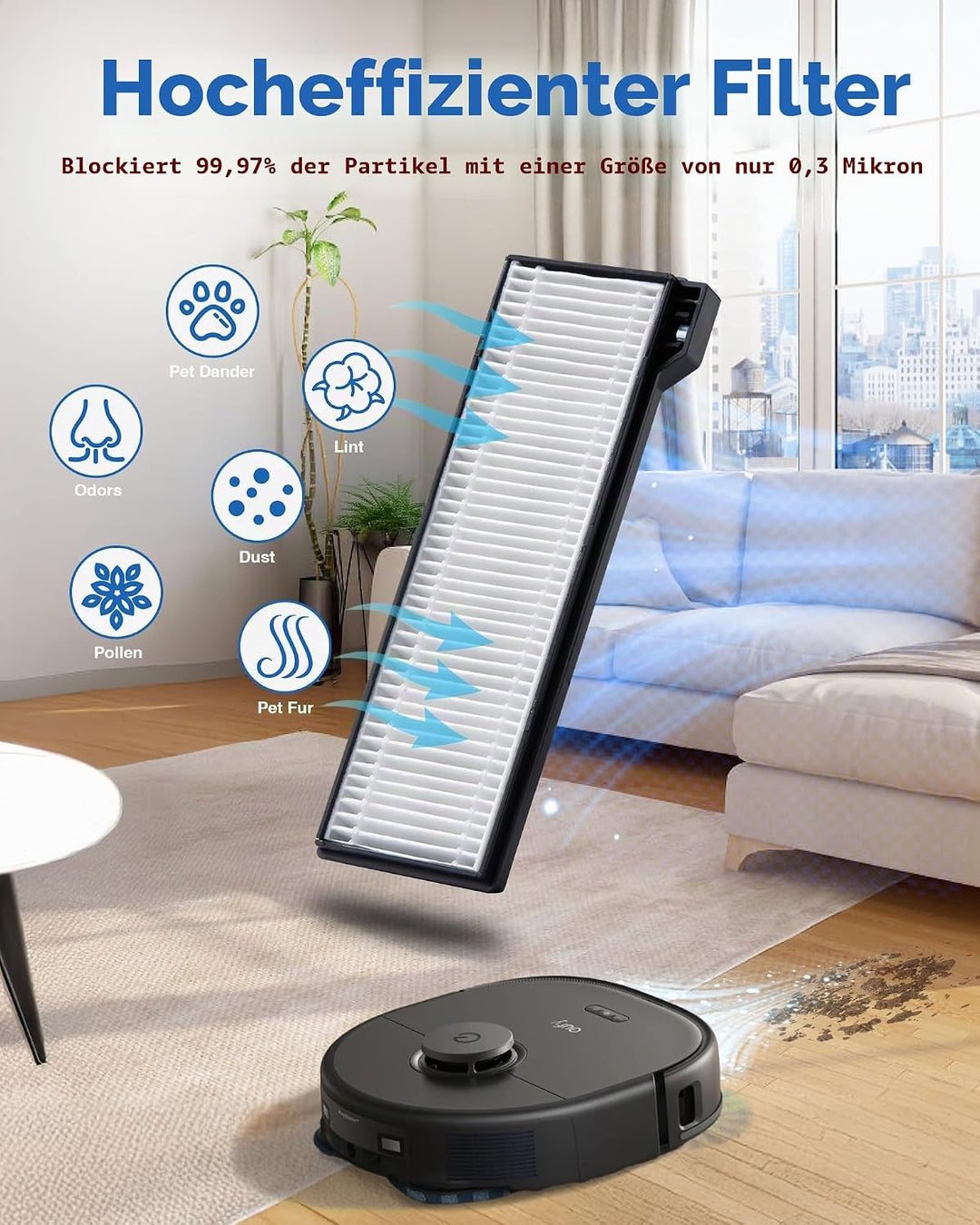 23 Stück Ersatzteile für Eufy X10 Pro Omni Staubsauger, Zubehörset Ersatz mit 2 Hauptbürsten, 4 Filt