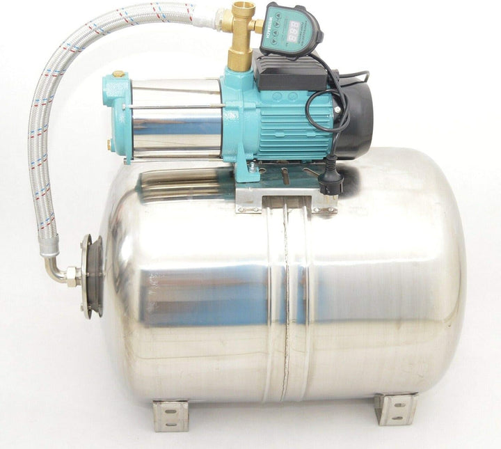 Edelstahl 100L Hauswasserwerk 6000L/h 1,3kW 5,5bar + Digitaler Trockenlaufschutz