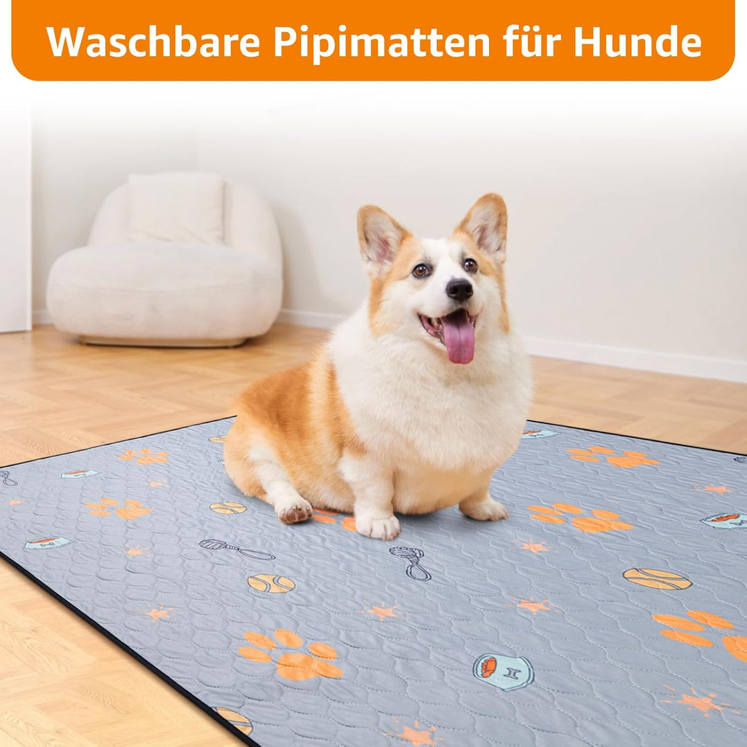 122x122cm Waschbar Welpenunterlagen, 2er Pack super saugfähige PIPI Matten für Hunde, rutschfeste Hu