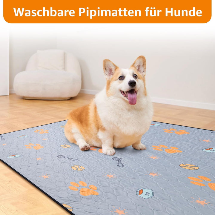 122x122cm Waschbar Welpenunterlagen, 2er Pack super saugfähige PIPI Matten für Hunde, rutschfeste Hu
