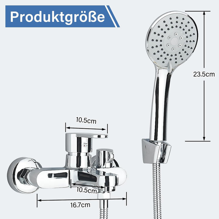 Badewannenarmatur mit Handbrause Mischbatterie Badewanne Wannenarmatur mit Brause Duschkopf 3 Funkti
