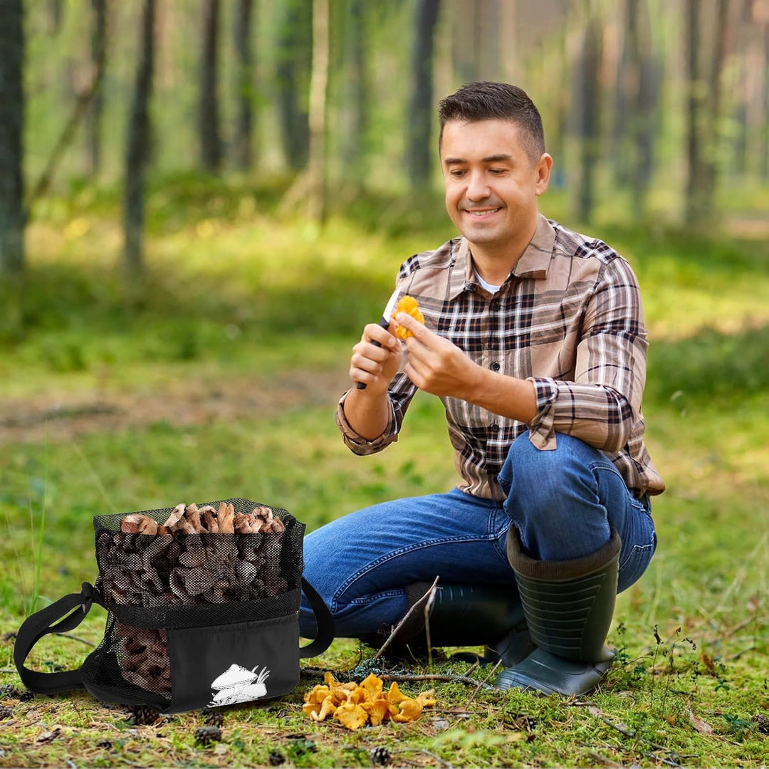 Pilz Jagdtasche Pilz Sammeltasche Schwarz Netz Pilz Futtertaschen Pilze Sammeln Tasche mit Verstellb