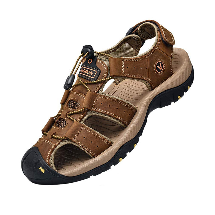 Sandalen Herren Leder Strand Wandersandale Trekkingsandalen Outdoorschuhe Sommer Freizeitschuhe Wand