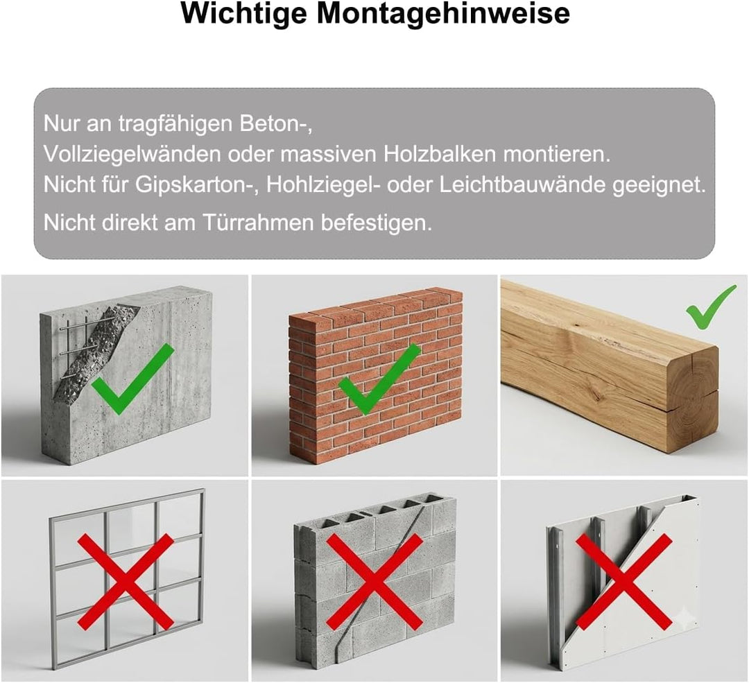 Klimmzugstange Wandmontage aus Holz, 40mm Holzgriff aus Buche, Platzsparende Pull Up Bar für Home Gy