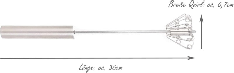 NOVA Multi-Quirl Milchschäumer manueller Handmixer rostfreier Edelstahl ideal für Milchschaum, Rühre