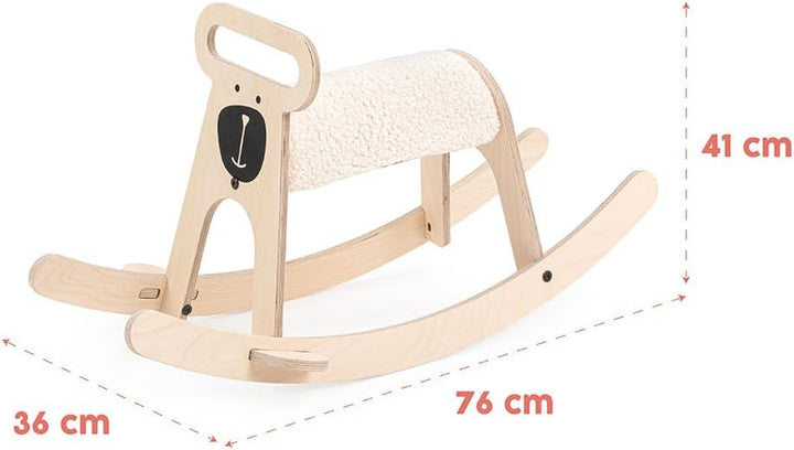 06POBE Pony-Schaukelpferd, Aufsitzspielzeug für Kinder aus natürlichem Birkensperrholz mit weichem S