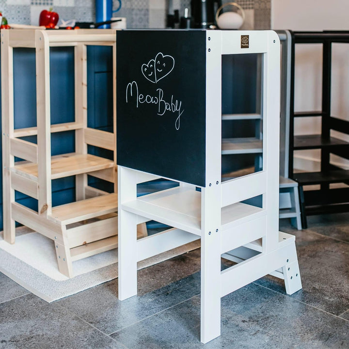 MEOWBABY Lernturm – Höhenverstellbarer Montessori Learning Tower für Kinder – Lernturm ab 1 Jahr – S