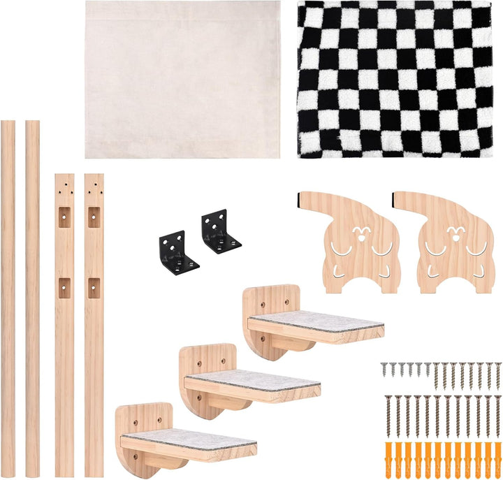 Katzenhängematte und Wandregal, Holzmöbel für Katzen, Schlaf- und Spielplattform